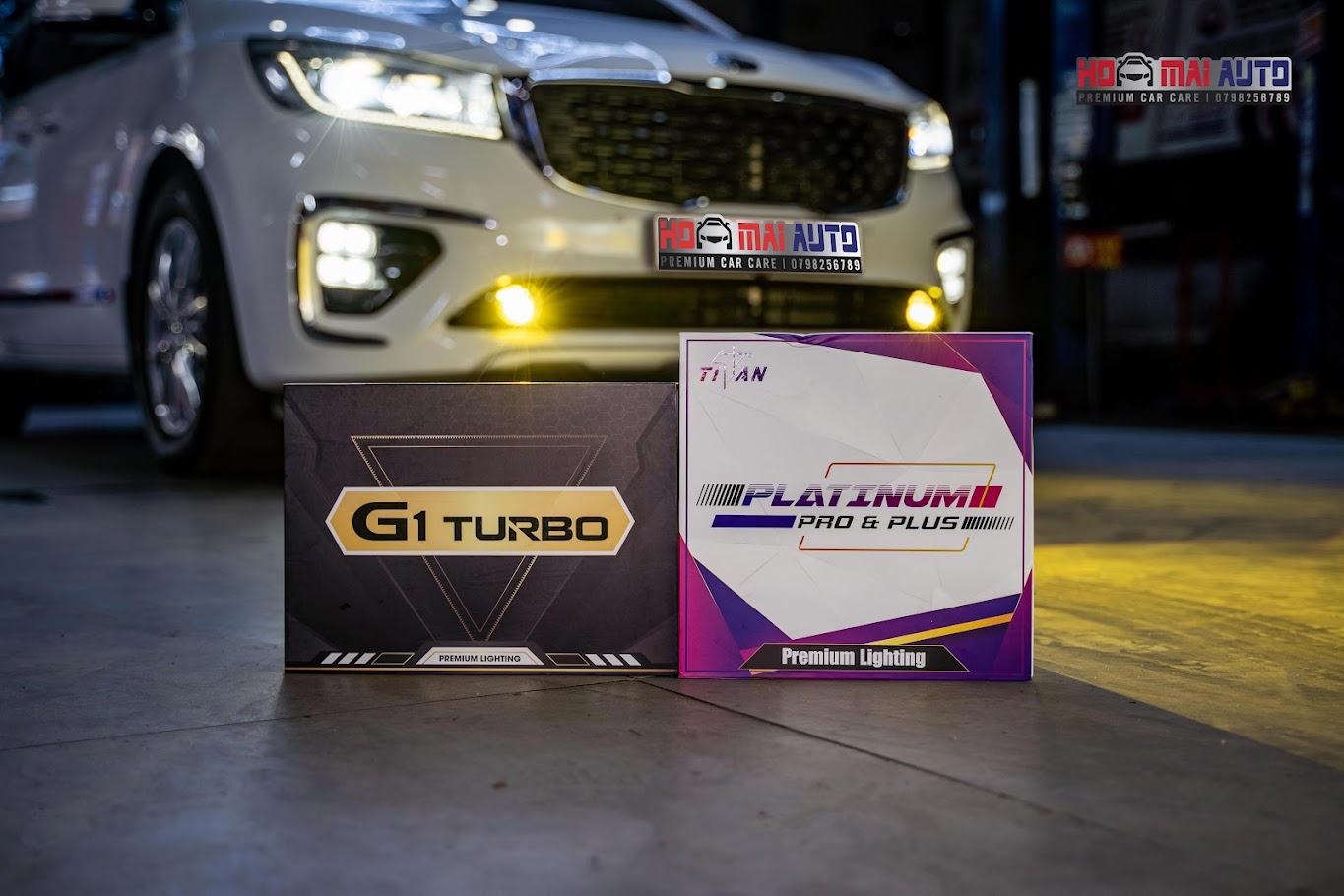 Kia Sedona Lên Đời Ánh Sáng: Bộ Combo Titan Platinum Pro + Gtr G1 Turbo Mắt Quỷ