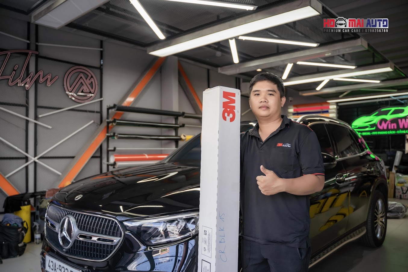 Mercedes GLC200 dán film cách nhiệt 3M BLK50 – BLK15 | Giải pháp chống nóng chuẩn cho xe sang