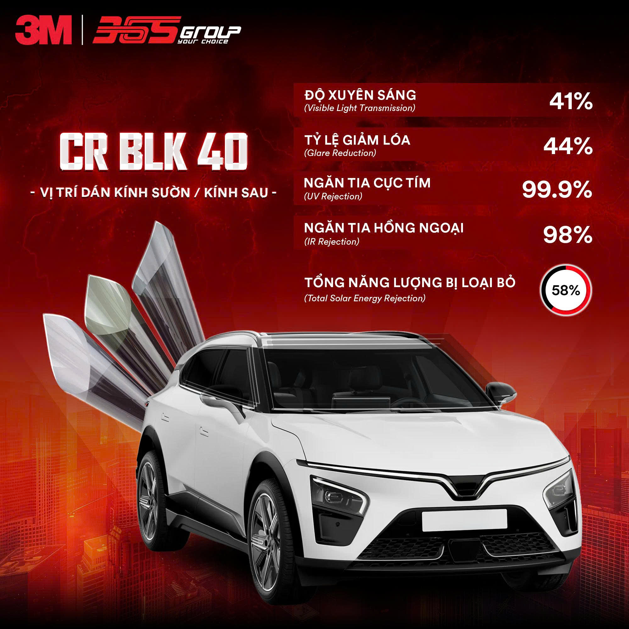 PHIM CÁCH NHIỆT 3M CR BLK 40