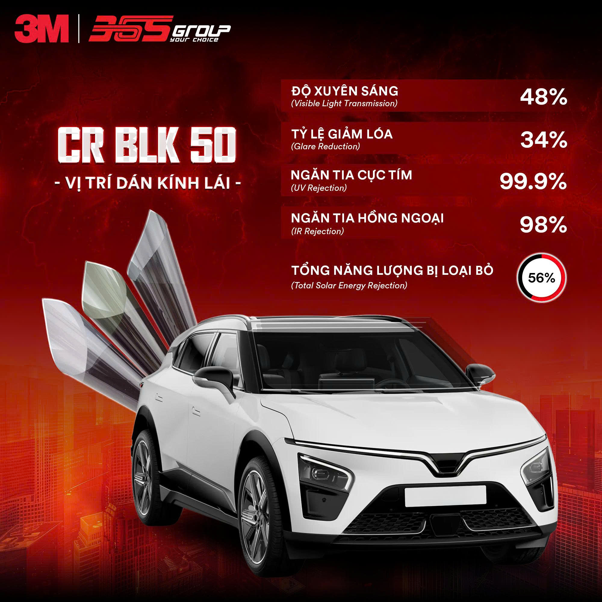 PHIM CÁCH NHIỆT 3M CR BLK 50