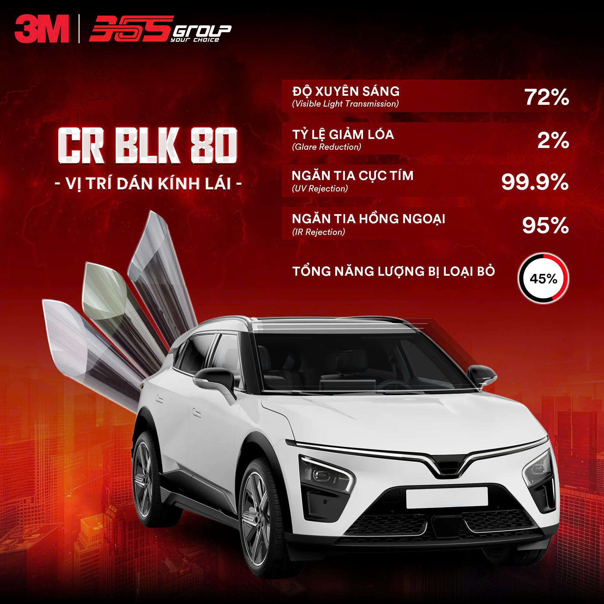 PHIM CÁCH NHIỆT 3M CR BLK 80